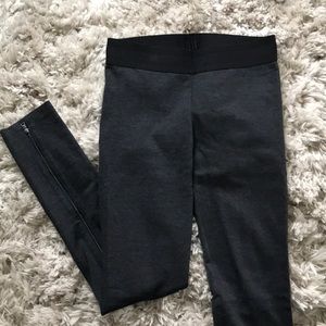 BCBG Charcoal Zip-Back Ponte Leggings Pants